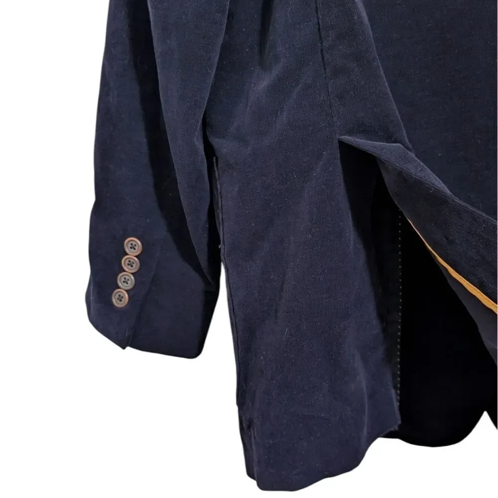 Robert Talbott Carmel Navy Pinwale Corduroy Two Button Sport Coat Blazer Mens XL